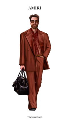 Este es el boceto final del look que Travis usó antes del Super Bowl