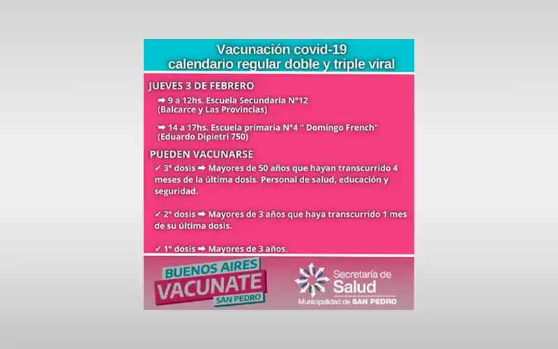 Vacunación Covid-19 y calendario regular doble y triple viral