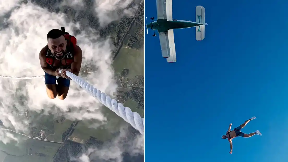 Chubárov no solo logró mantenerse estable, sino que también ascendió de vuelta al avión por la misma cuerda.