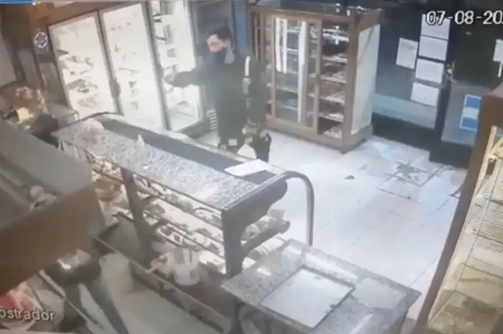 Video: un ladrón que asaltó una panadería en barrio Martin de Rosario