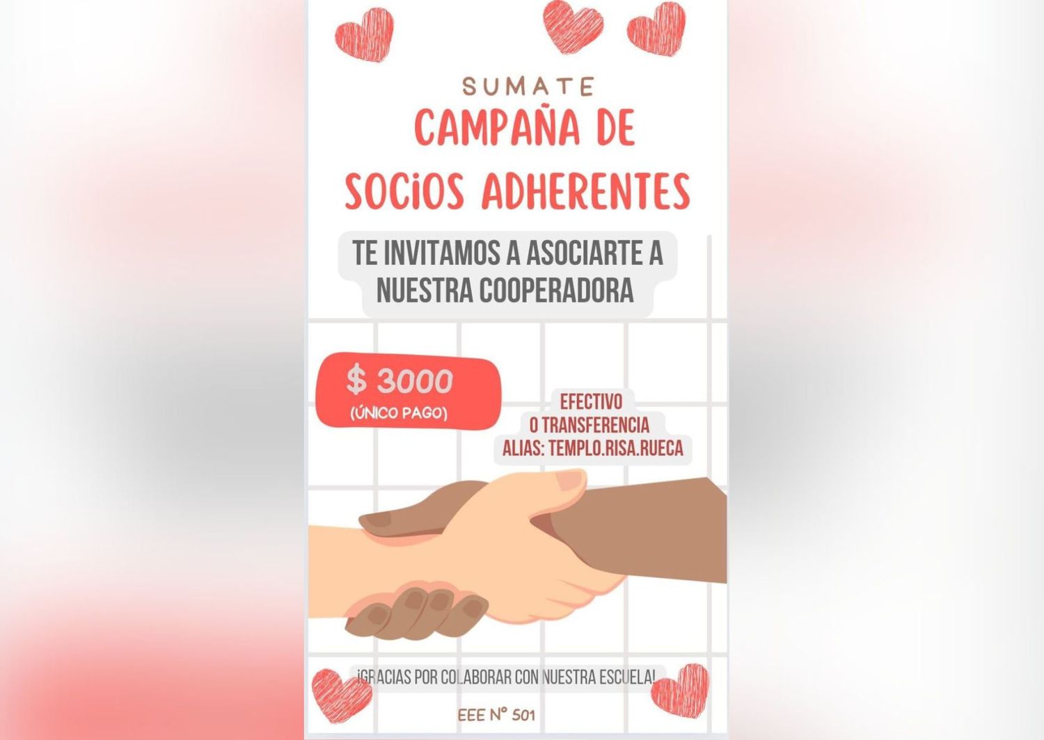 La escuela 501 organiza una campaña para recaudar socios