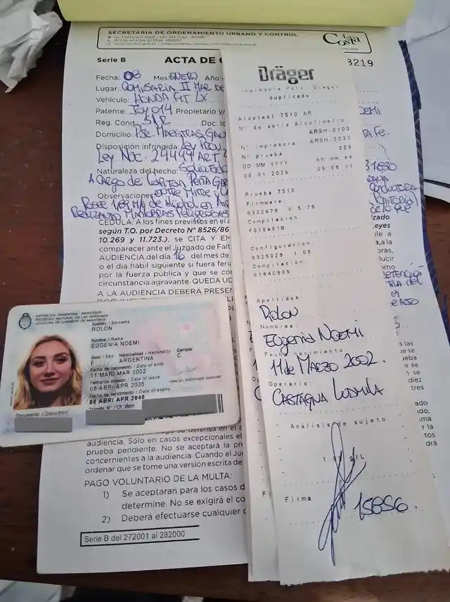 maria eugenia rolon multa alcohol en sangre