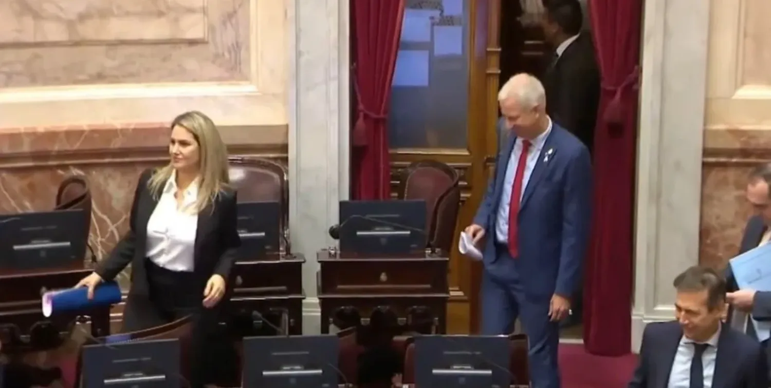 El momento del ingreso de Losada, Scarpin y Naidenoff al Senado.