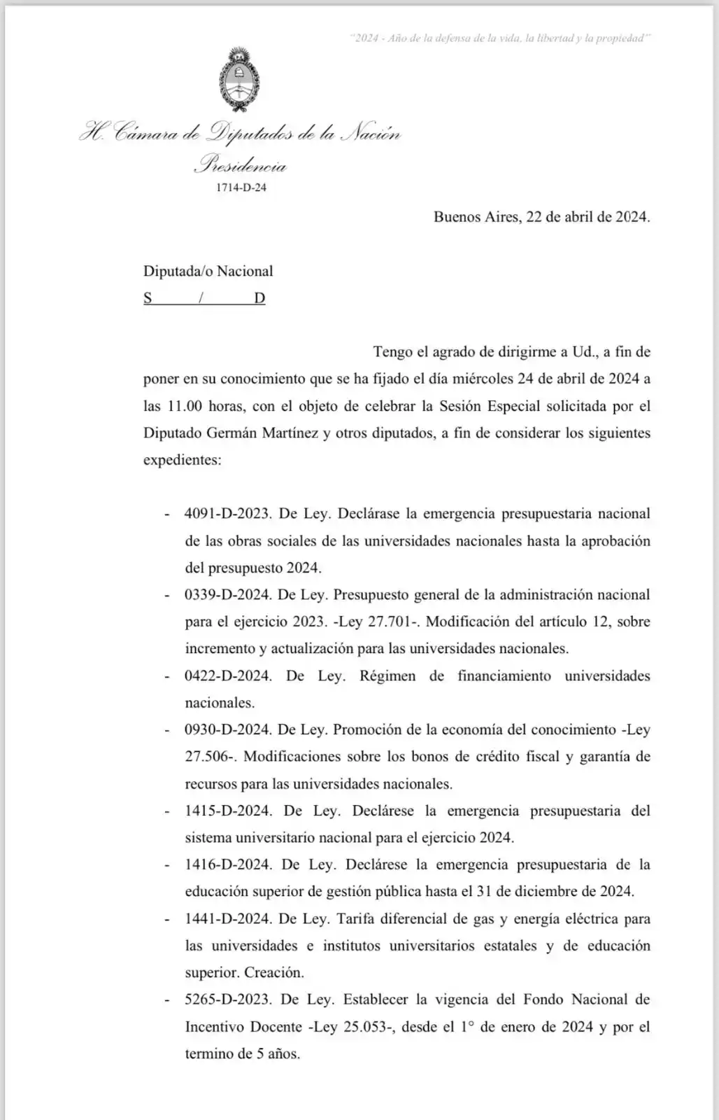 Diputados estudiantes