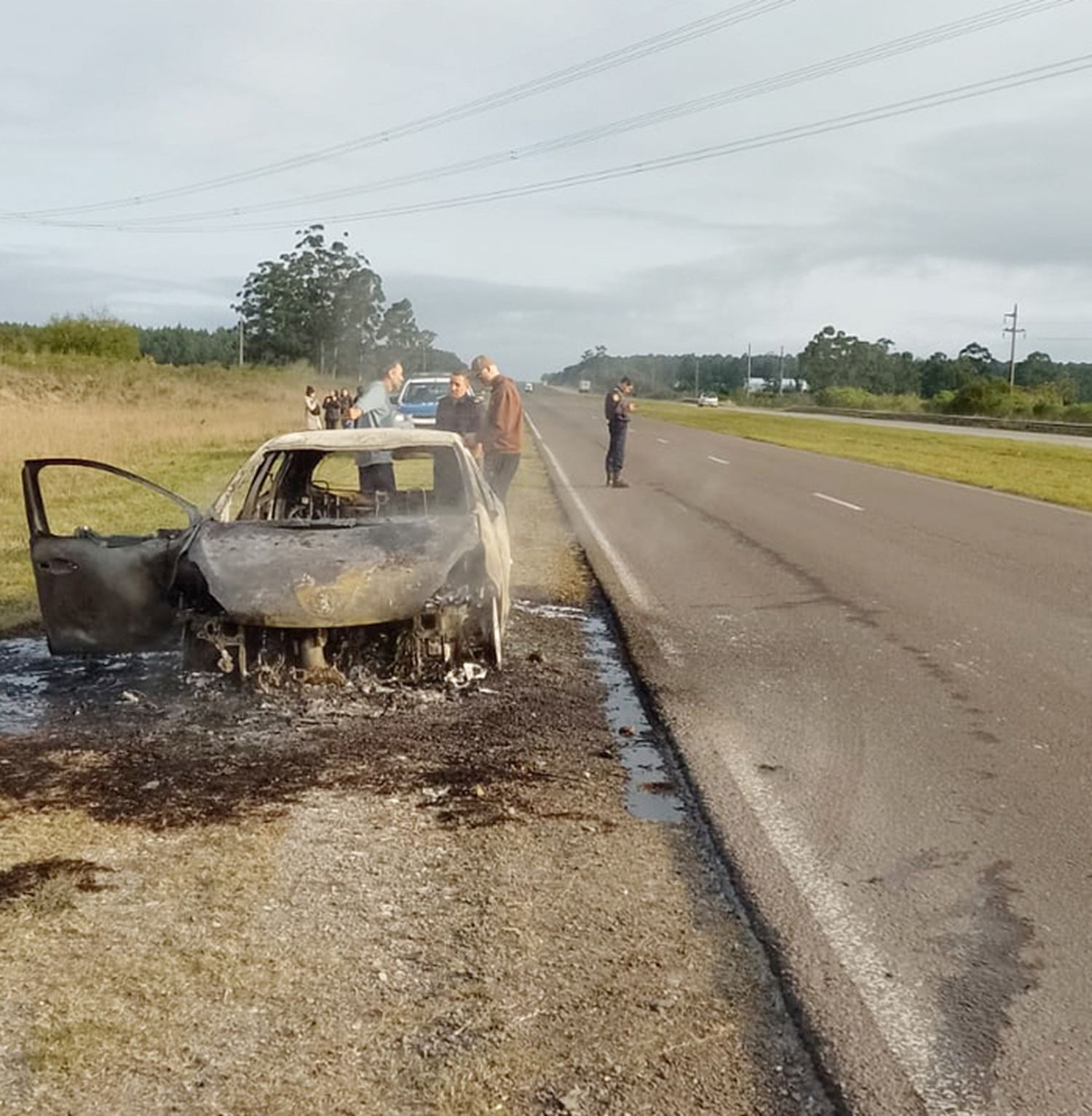 Incendio consumió la totalidad de un automóvil