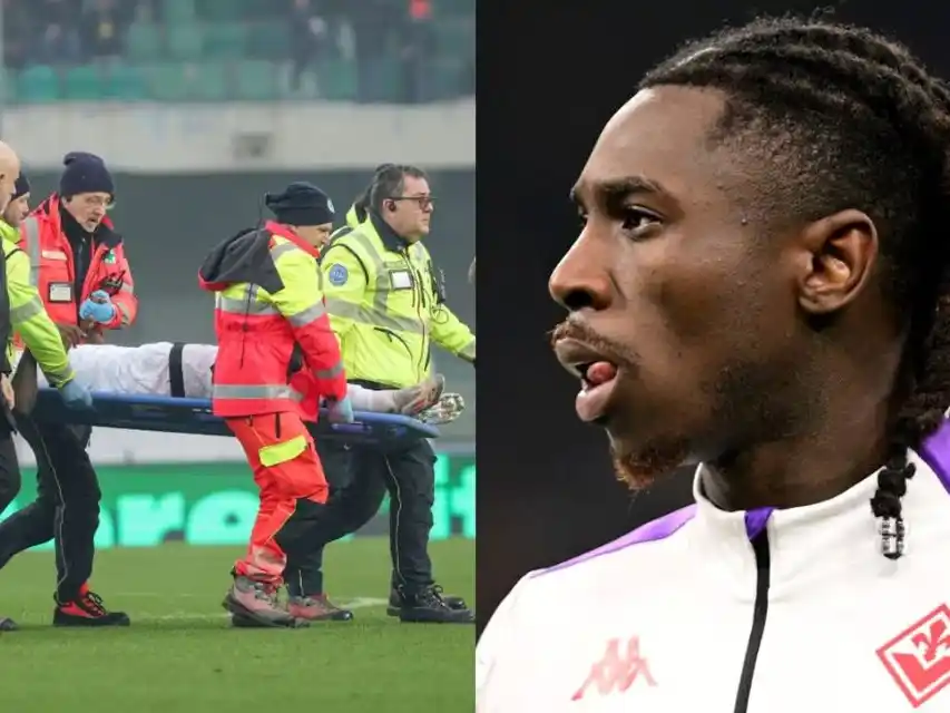 El delantero de Fiorentina sufrió un fuerte golpe en la cabeza y luego se desplomó. (Fotos: EFE/Reuters)