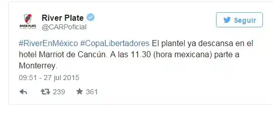 River ya descansa en Cancún antes de la final de la Copa