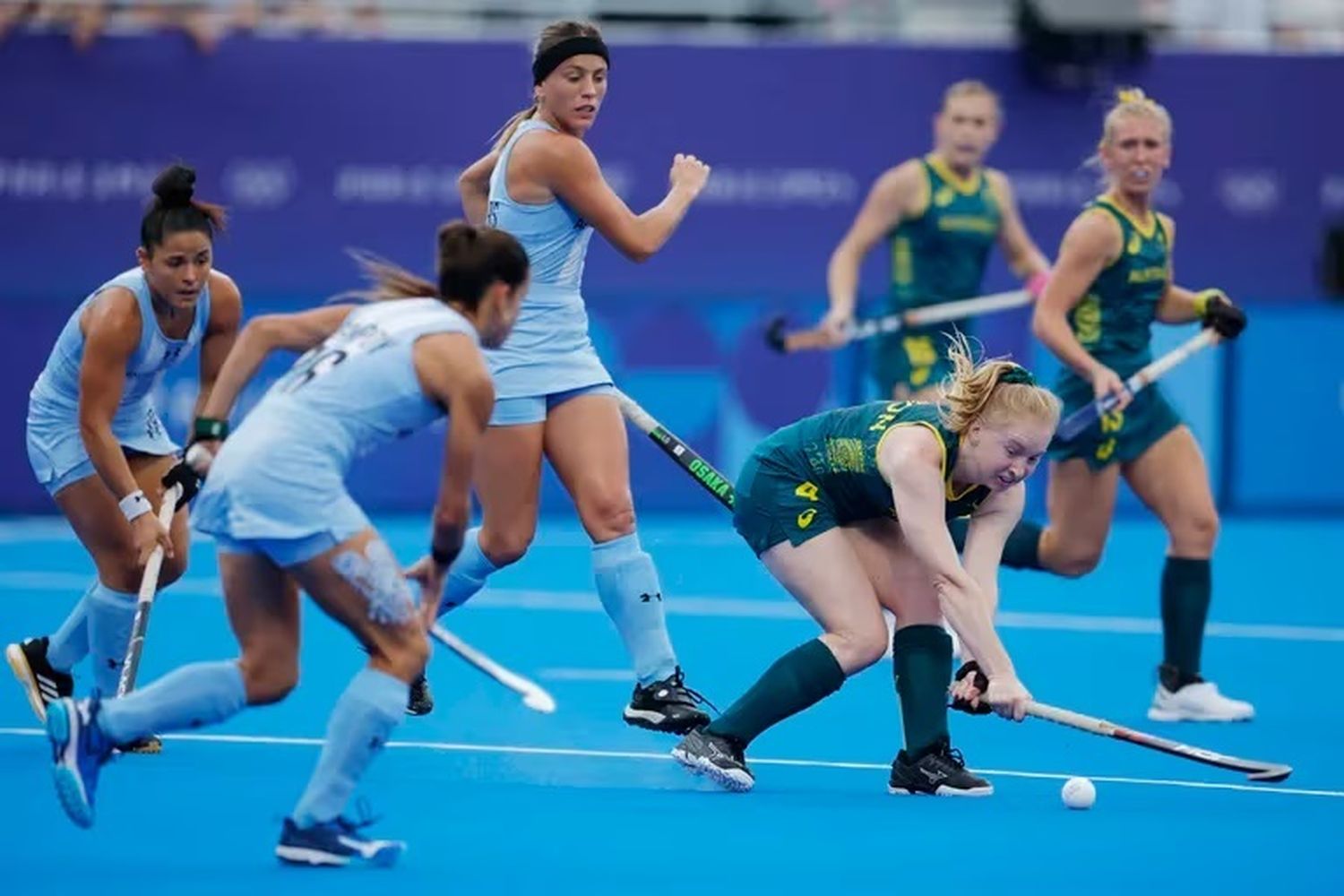 El festejo del tercer gol de Las Leonas