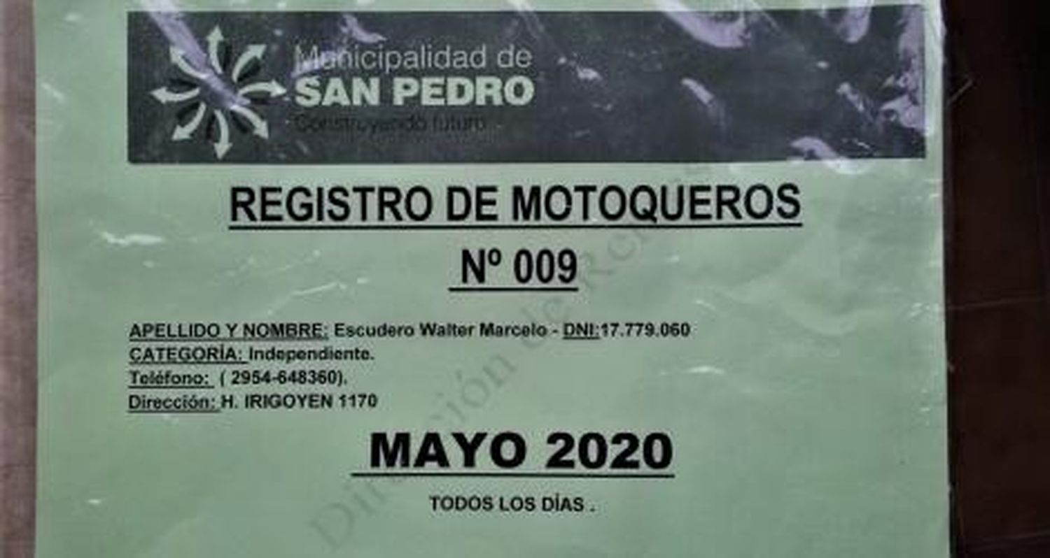 Walter perdió su “Registro de motoquero”