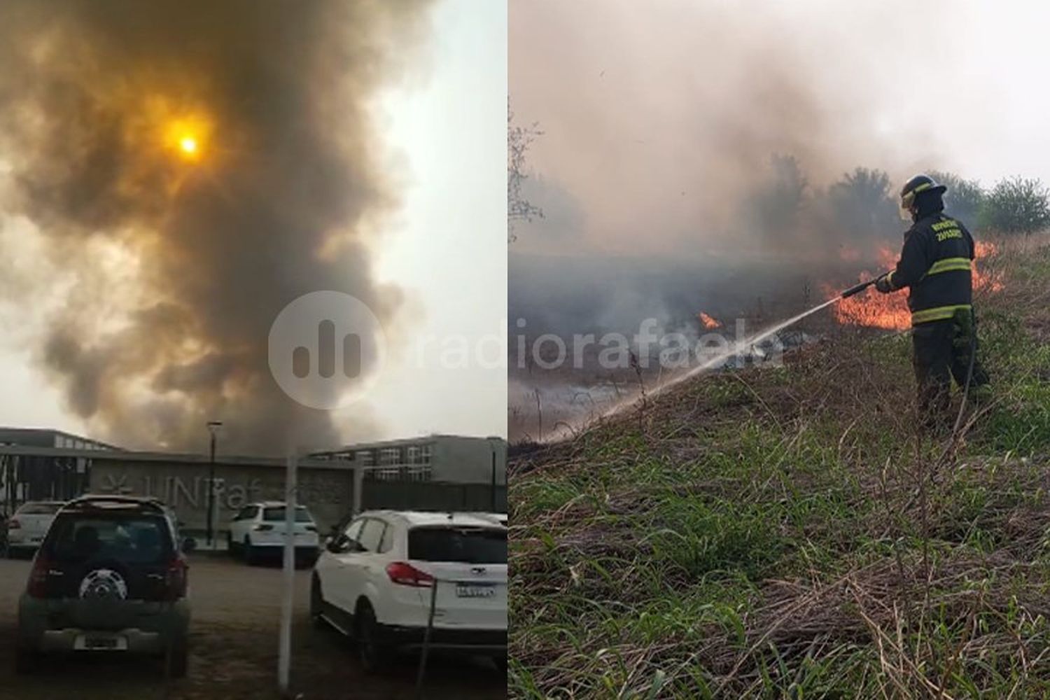 Tarde complicada en Rafaela por graves incendios en la ciudad y zona: el clima no ayudó