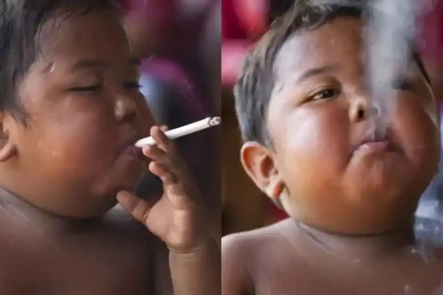 Sorprendente cambio: así luce hoy el bebé que se hizo viral por fumar 40 cigarrillos al día