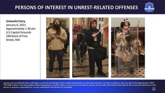 La policía de Washington publicó las imágenes de las personas buscadas por el asalto al Capitolio de Estados Unidos