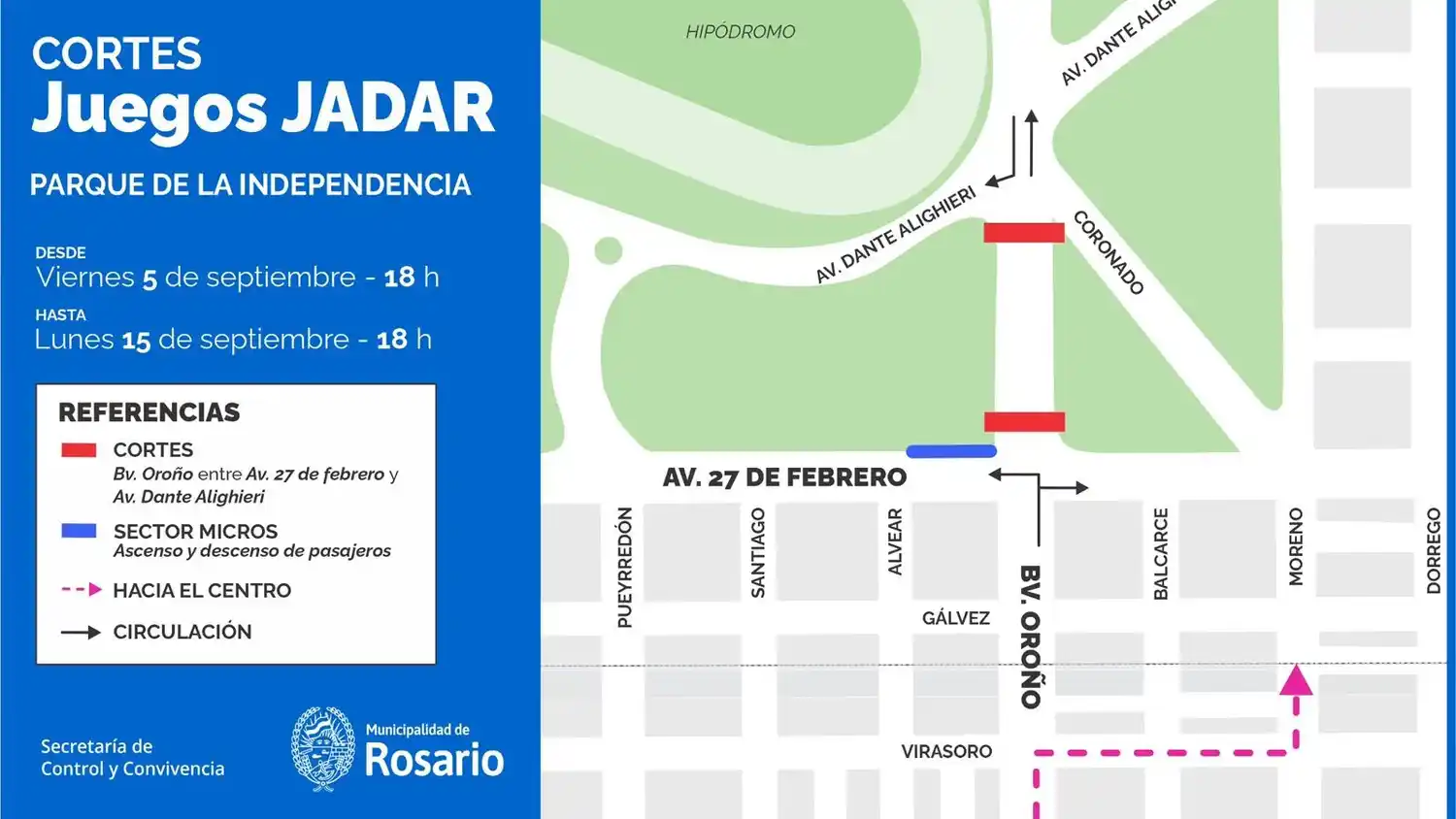 Este viernes el tránsito estará interrumpido en la zona del Parque Independencia por los Juegos Argentinos de Alto Rendimiento