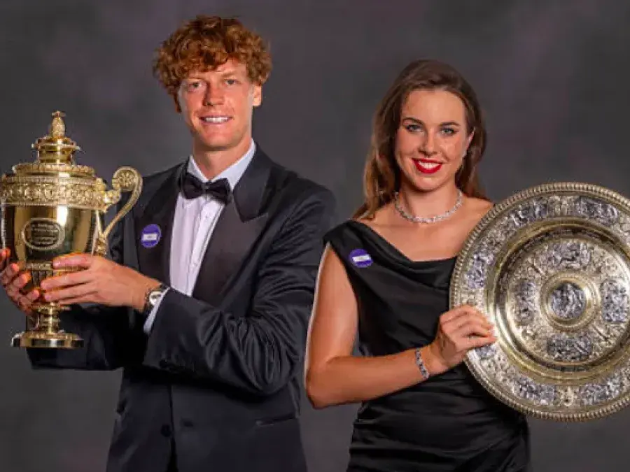 Sinner y Noskova en el baile de campeones de Wimbledon 2026. Foto: Getty