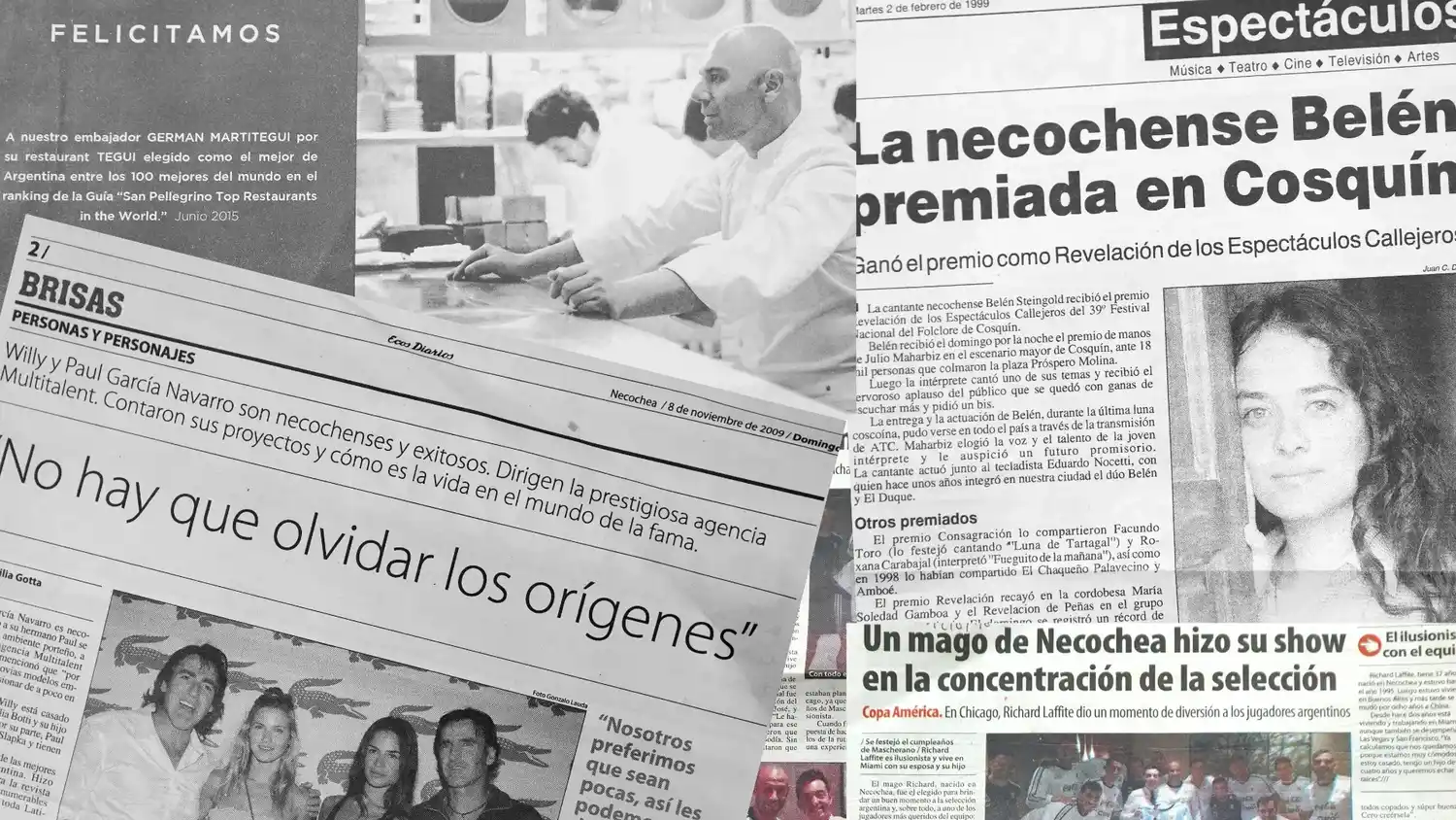 Notas periodísticas. Los necochenses que trascendieron en los medios nacionales
