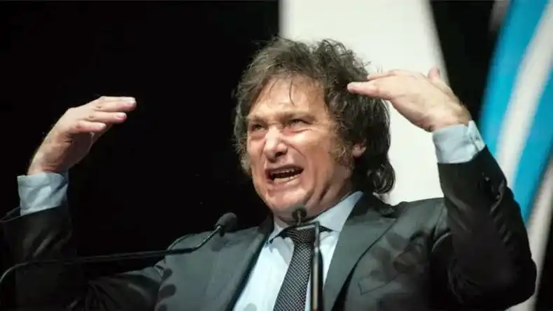 El presidente Javier Milie, enojado.