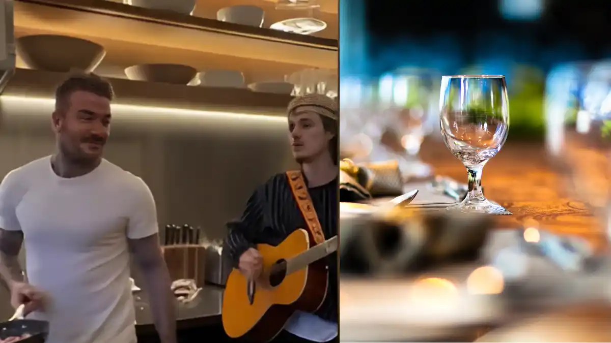 David Beckham cocina mientras Brooklyn toca la guitarra