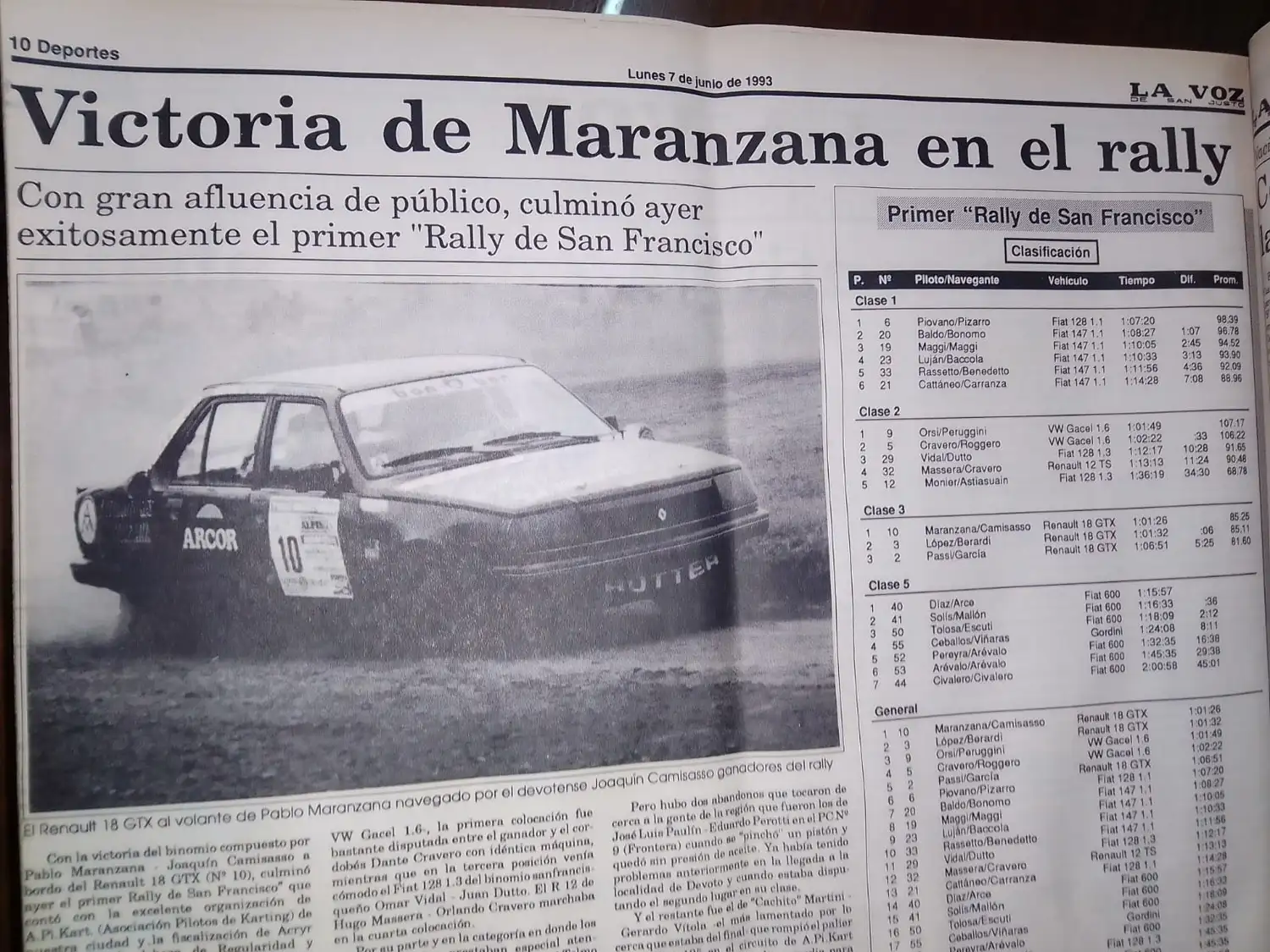 Pablo Maranzana el primer ganador del Rally San Francisco
