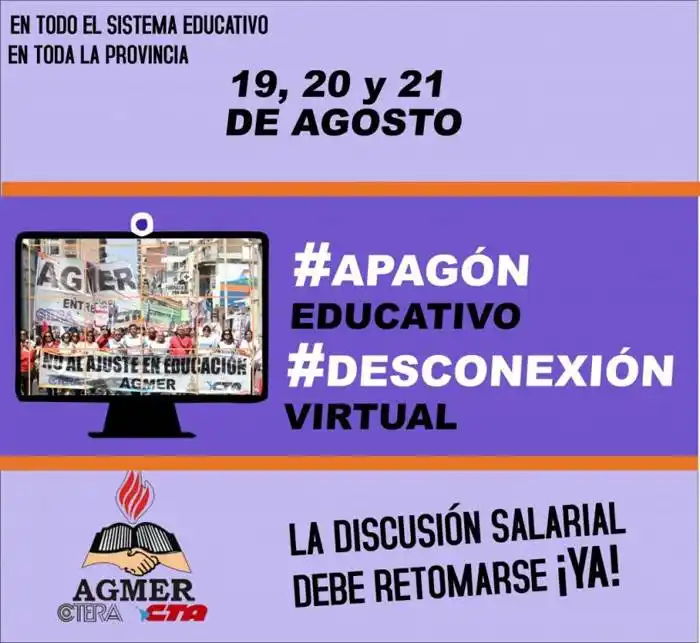 AGMER lleva adelante una  desconexión virtual por 72 horas