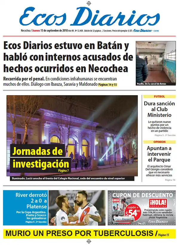 Tapa del 13 de septiembre de 2018