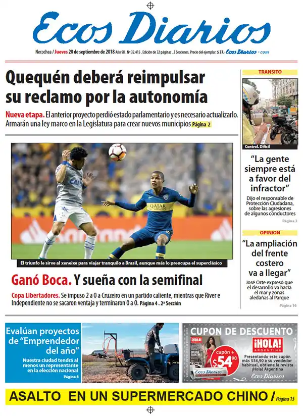 Tapa del 20 de septiembre de 2018