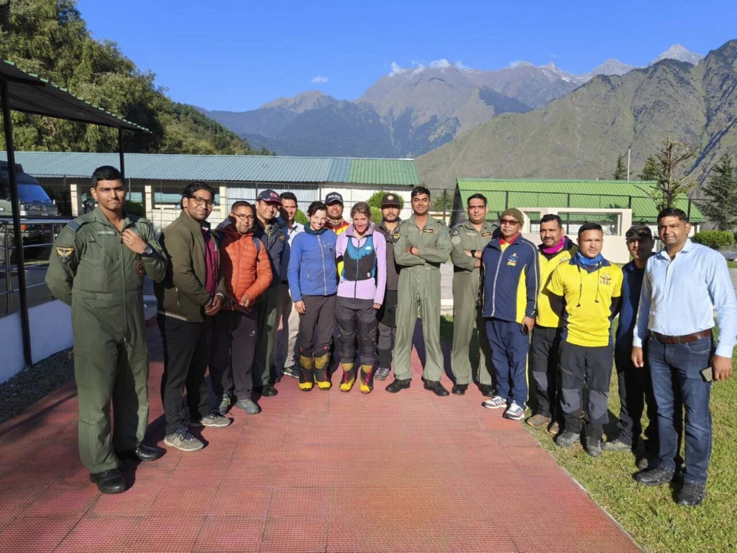 Indian Air Force personnel who rescued them in Uttarakhand