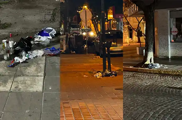 Una imagen que se repite: el centro de Rafaela volvió a amanecer con basura dispersa en las veredas