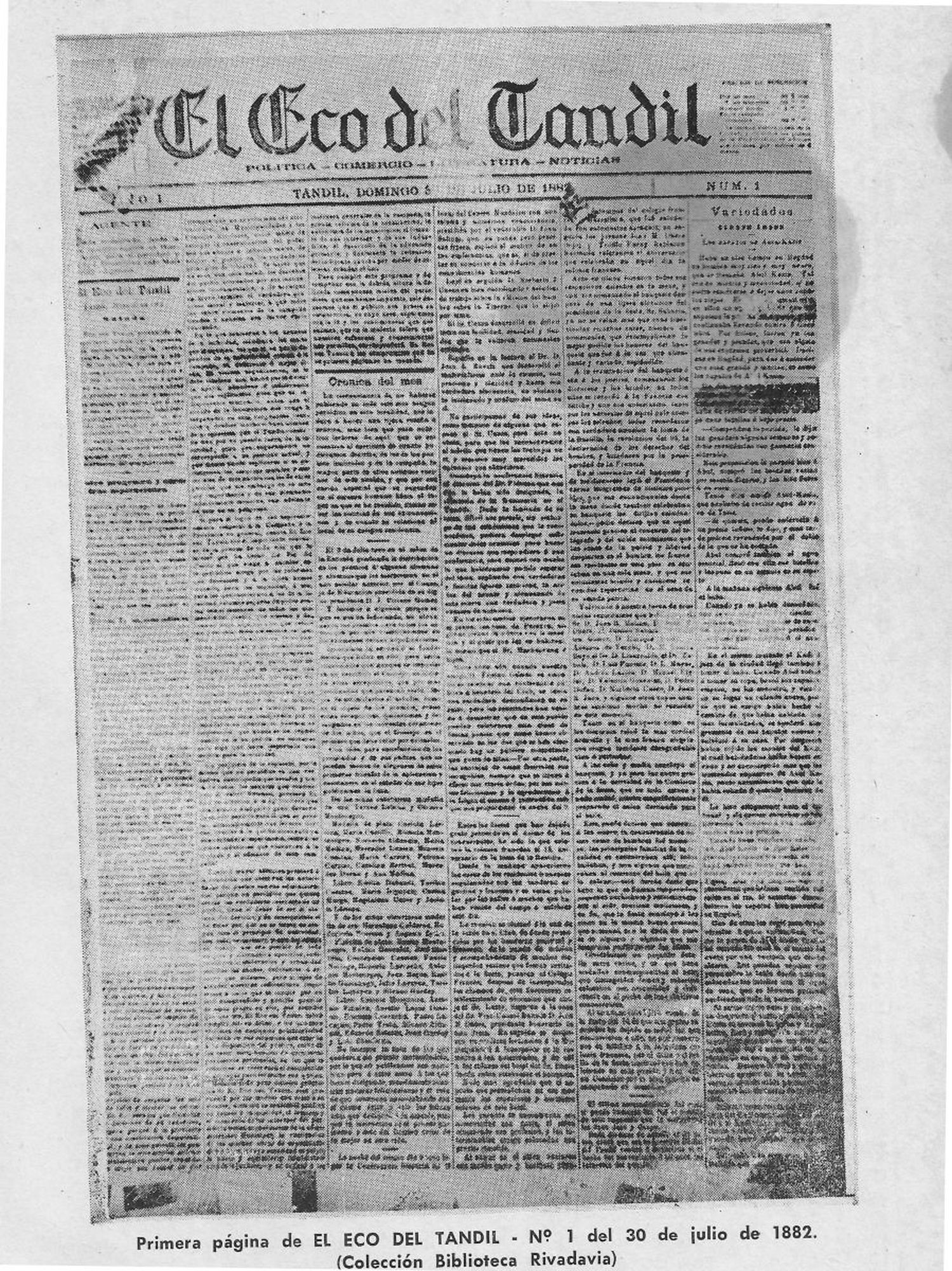 Primer número de El Eco de Tandil