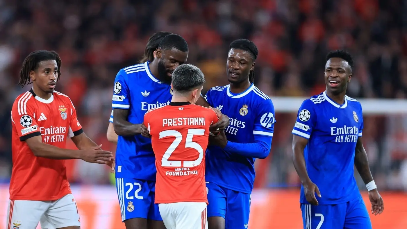 Tras la pelea con Vinicius, Prestiani fue sancionado por UEFA y se perderá la vuelta ante el Madrid por Champions