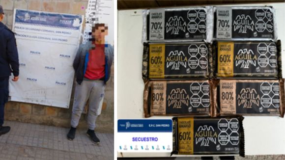 Robó siete chocolates de un local y fue detenido por la policía