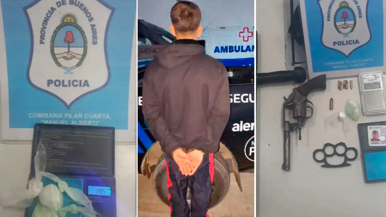 Al sujeto también se le secuestraron 14,5 gramos de cocaína, una balanza y una manopla.