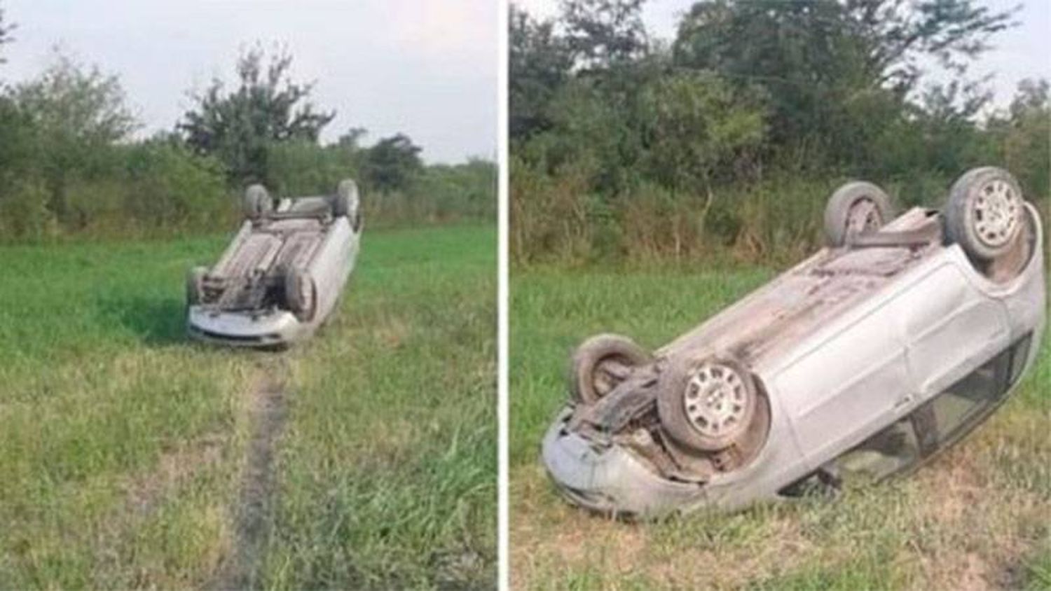 Mecánico llevó a su hija en el auto de un cliente, volcó y lo dejó abandonado