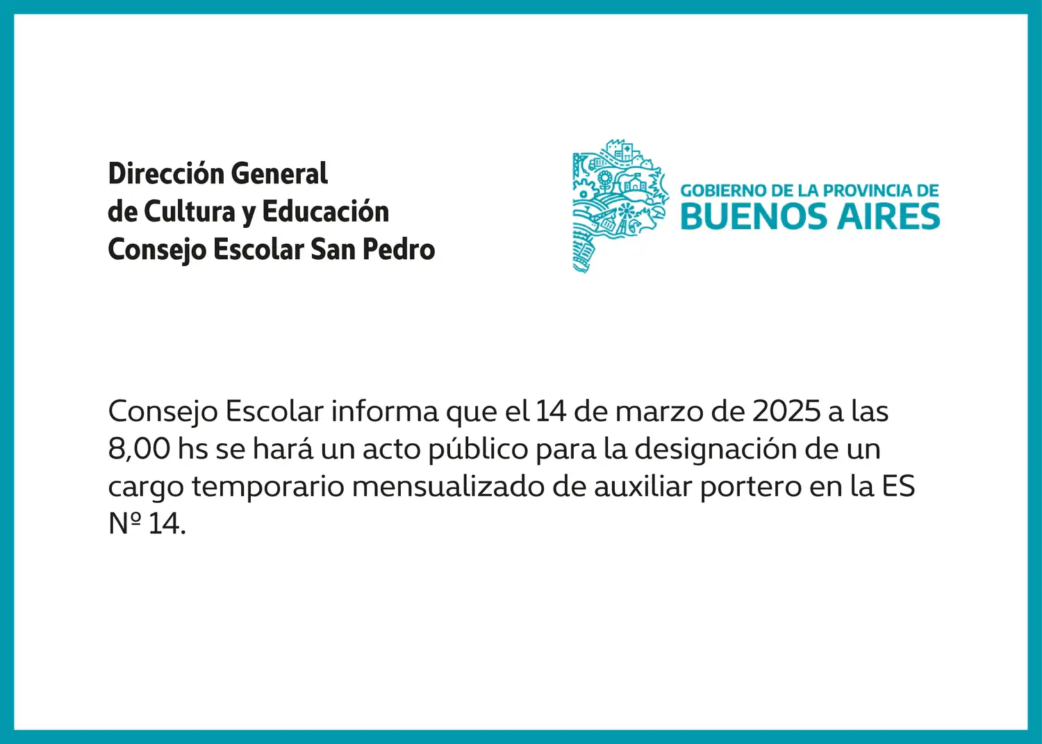 Consejo Escolar - Designación de cargo temporario.