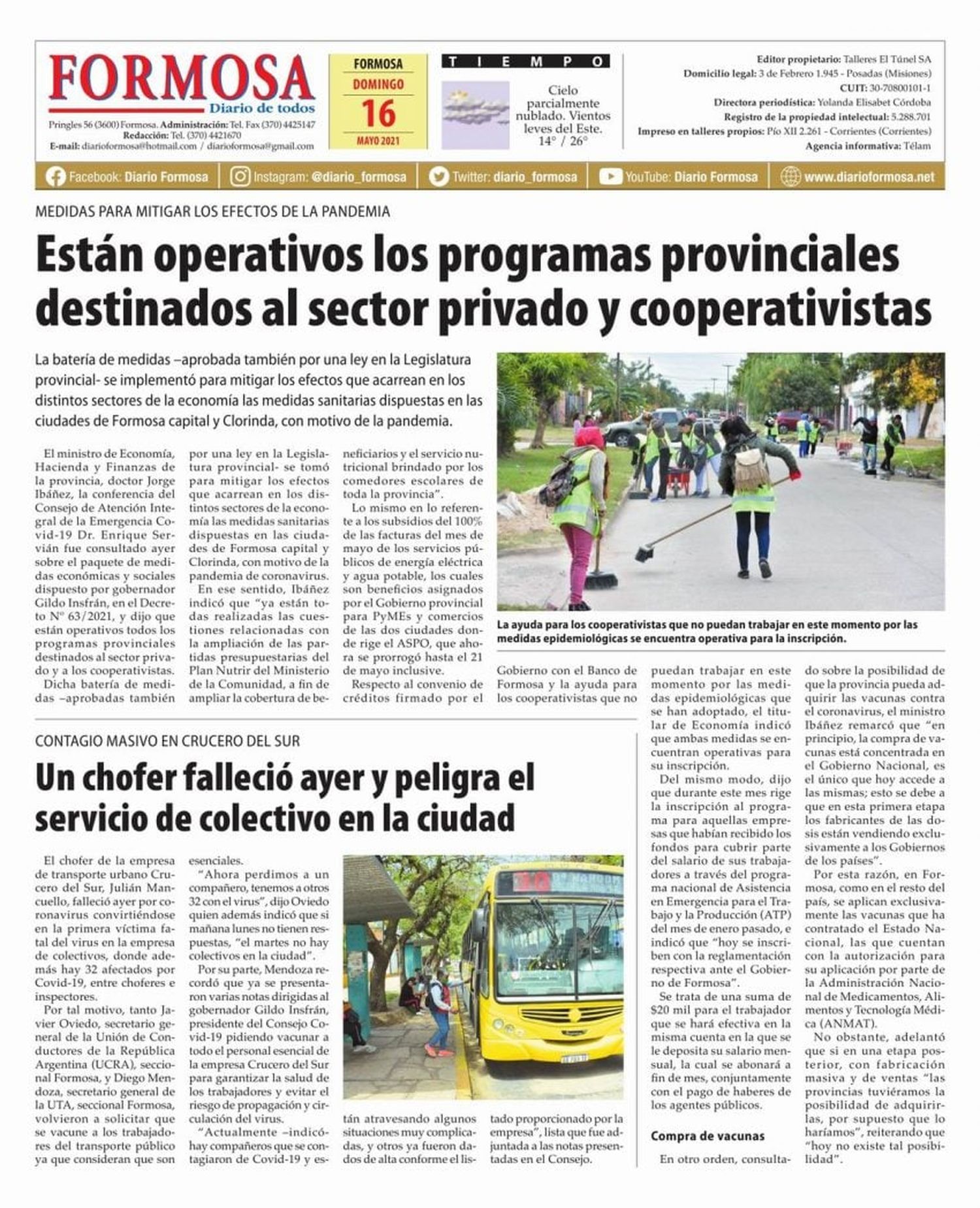 Tapa y Contratapa 16 de mayo de 2021