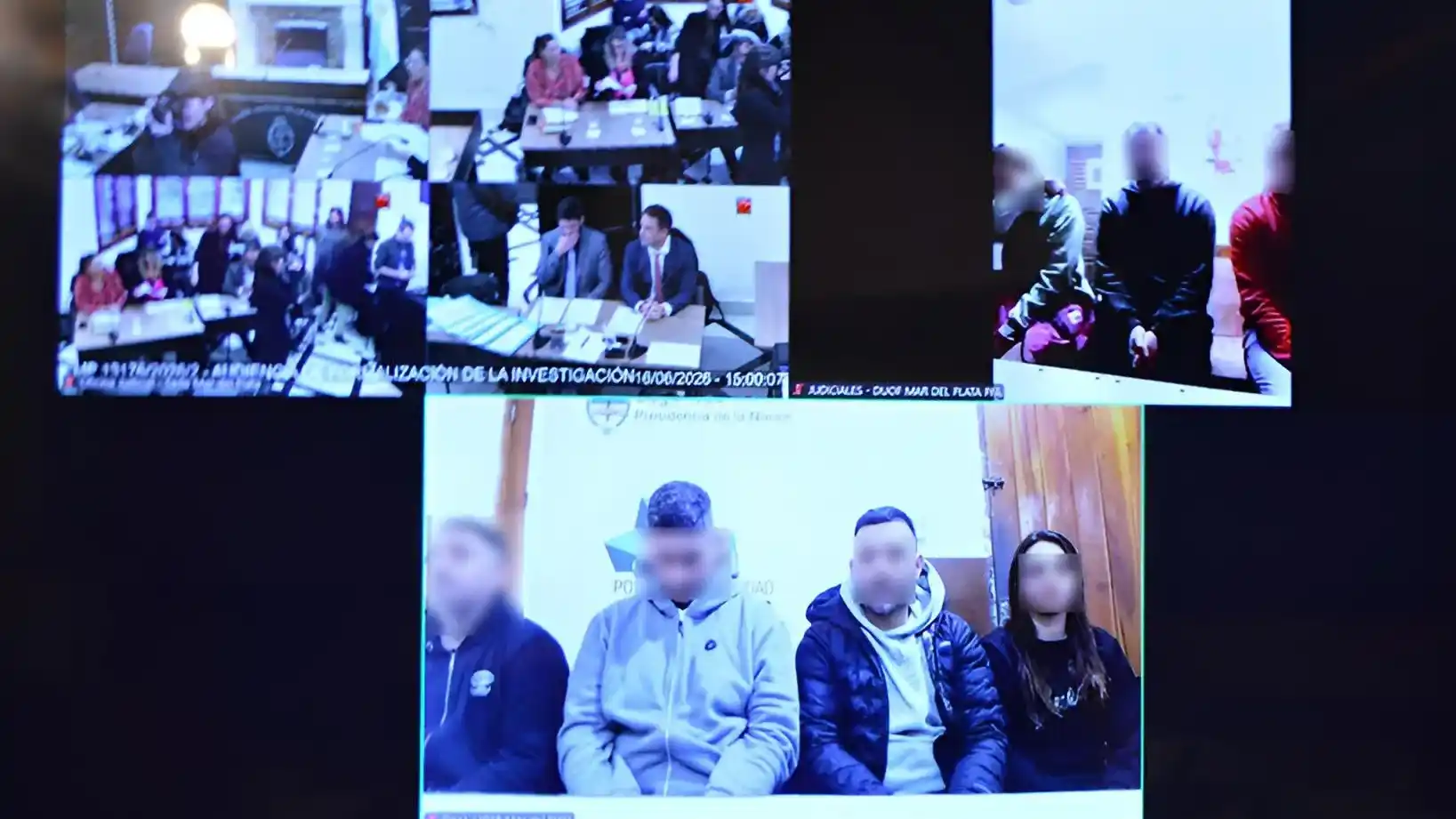 Las siete personas imputadas por integrar la organización narcocriminal estuvieron conectadas a la audiencia a través de medios remotos desde sus lugares de detención. Foto: Belén Cano / Ministerio Público Fiscal