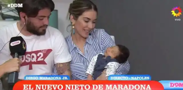 Diego Junior presentó al nieto de Maradona y repartió para todos lados
