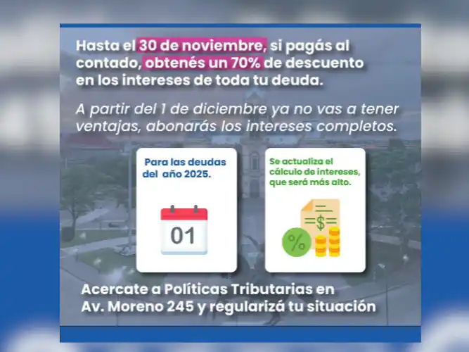El Municipio de Tres Arroyos recuerda que hasta el 30 de noviembre continúa vigente la posibilidad de regularizar deudas
