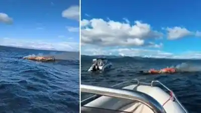 Drama en el Nahuel Huapi: una lancha se incendió y su tripulante se arrojó al agua para sobrevivir