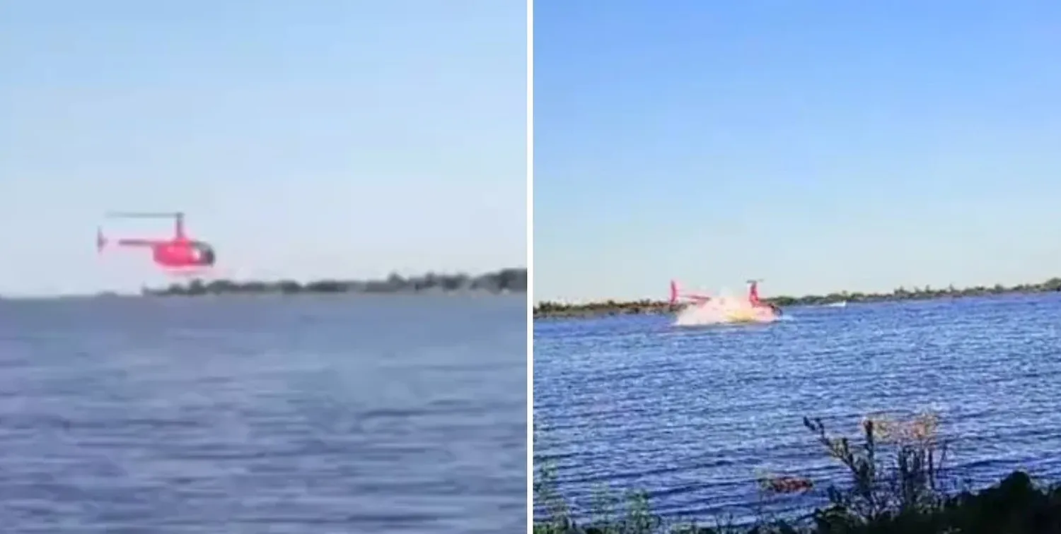 El momento del accidente en el río Paraná.