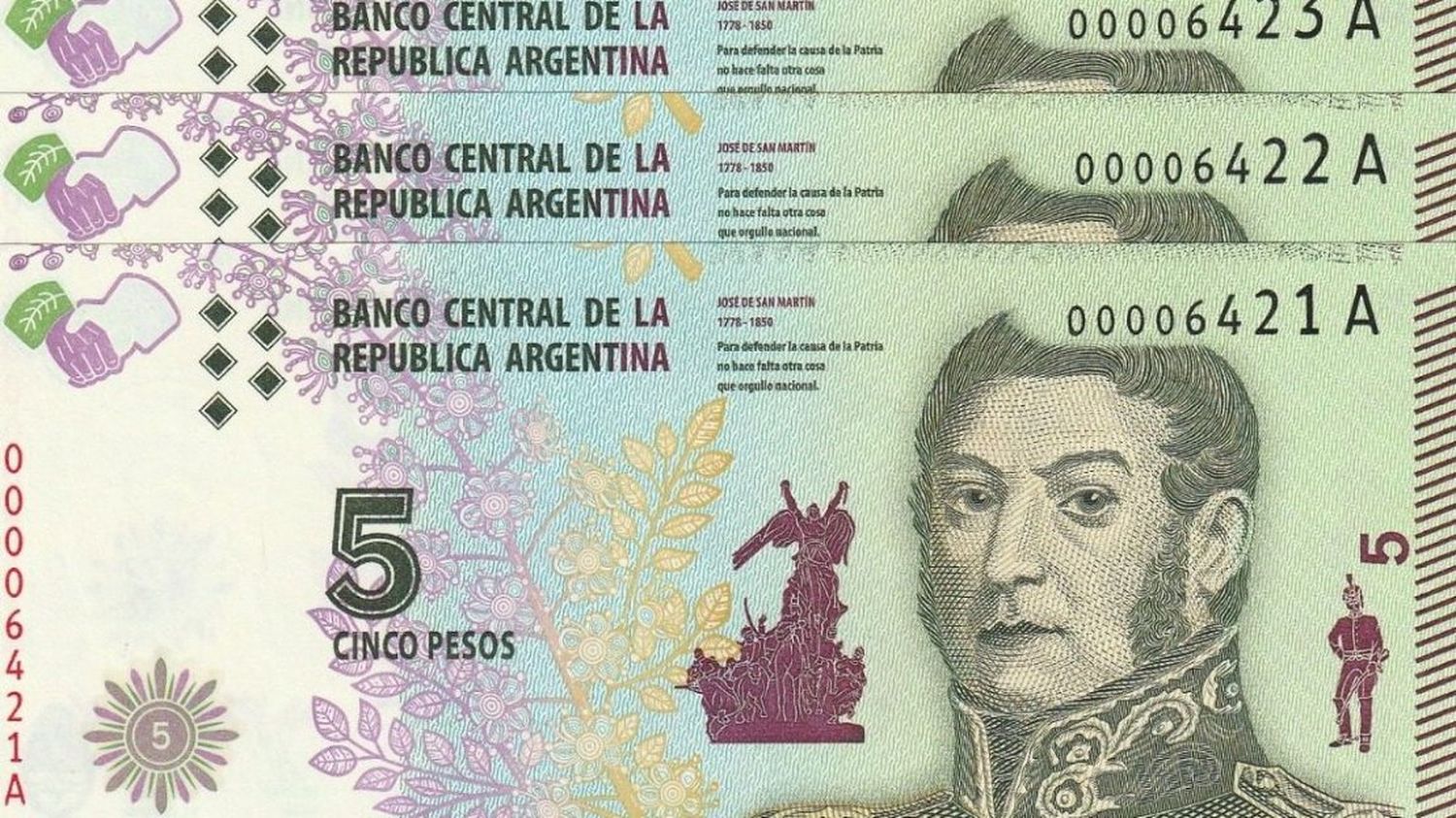 El BCRA extenderá un mes la circulación del billete de 5 pesos