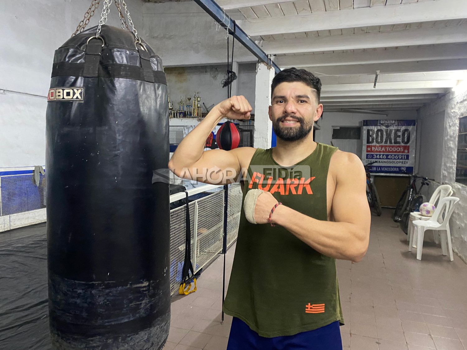 Mansilla durante su última semana de entrenamiento previa a la pelea.