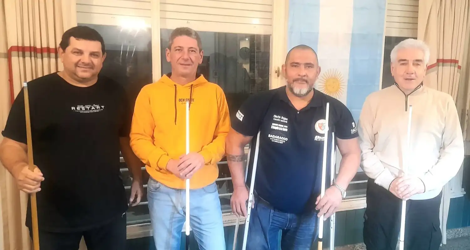 En la gráfica vemos a la cuarteta del Club Pelota integrada por Roberto Villabona, Guillermo Badaracco, Juan Pablo Aguilar y Carlos Reynoso. Los festejos finalizaron en la madrugada de este miércoles.