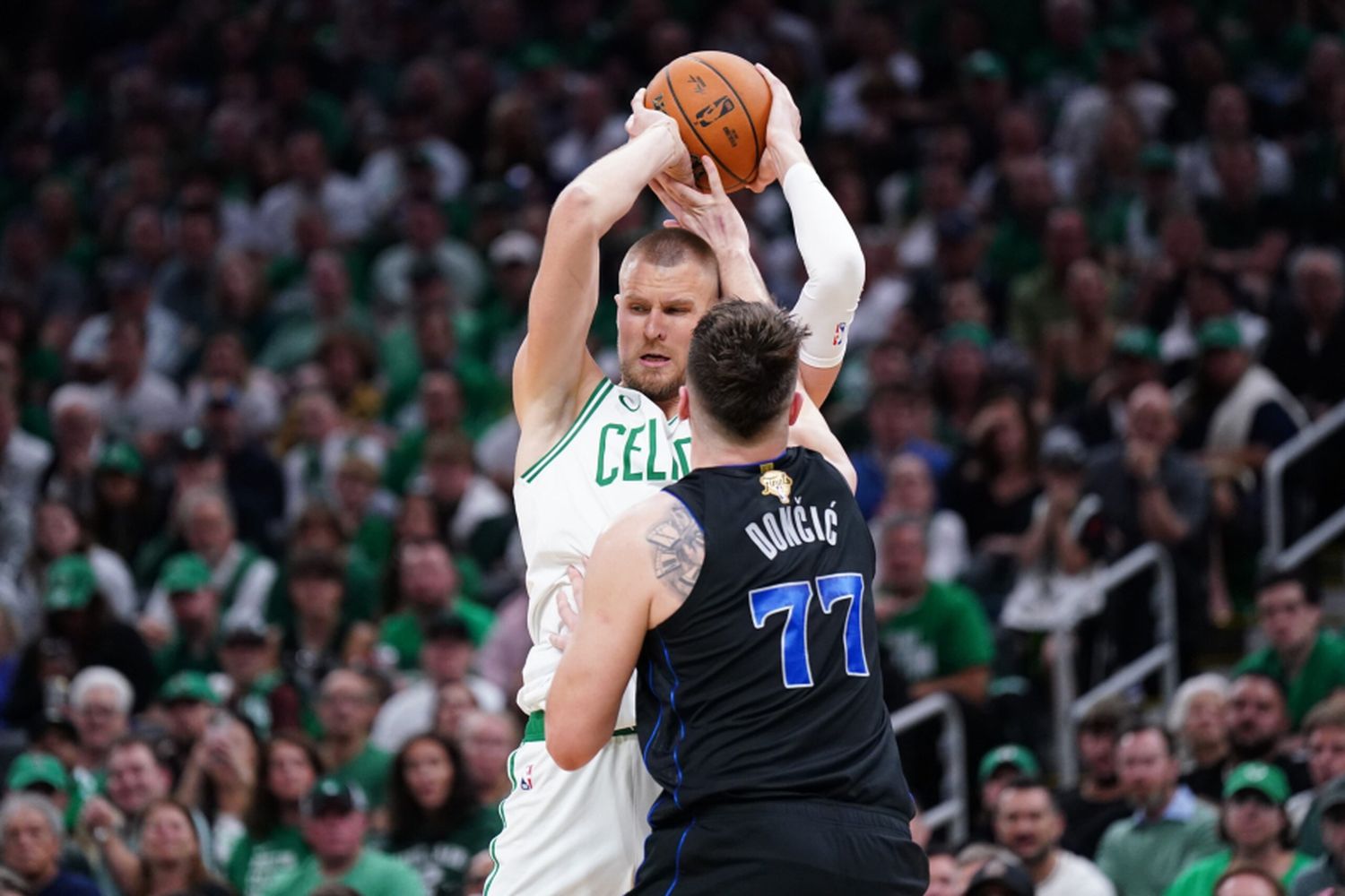 Kristaps Porzingis had a stellar night with Boston in the first game against the Mavericks.