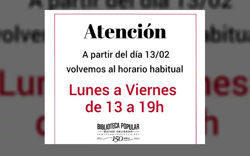 La biblio retoma su horario habitual