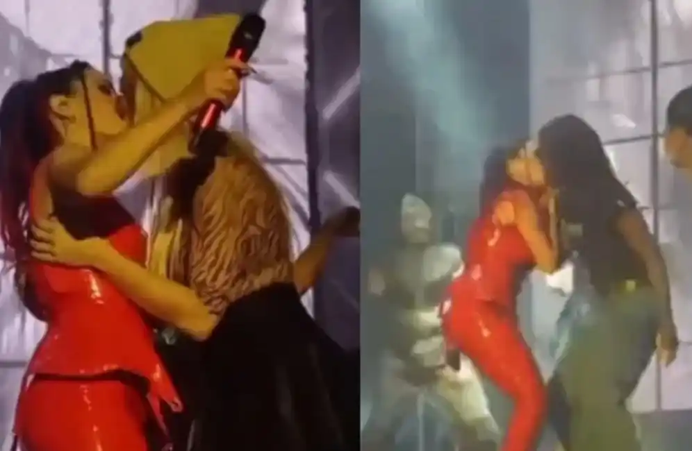 Lali Espósito besó a Nati Jota y a Flor Jazmín Peña en pleno show