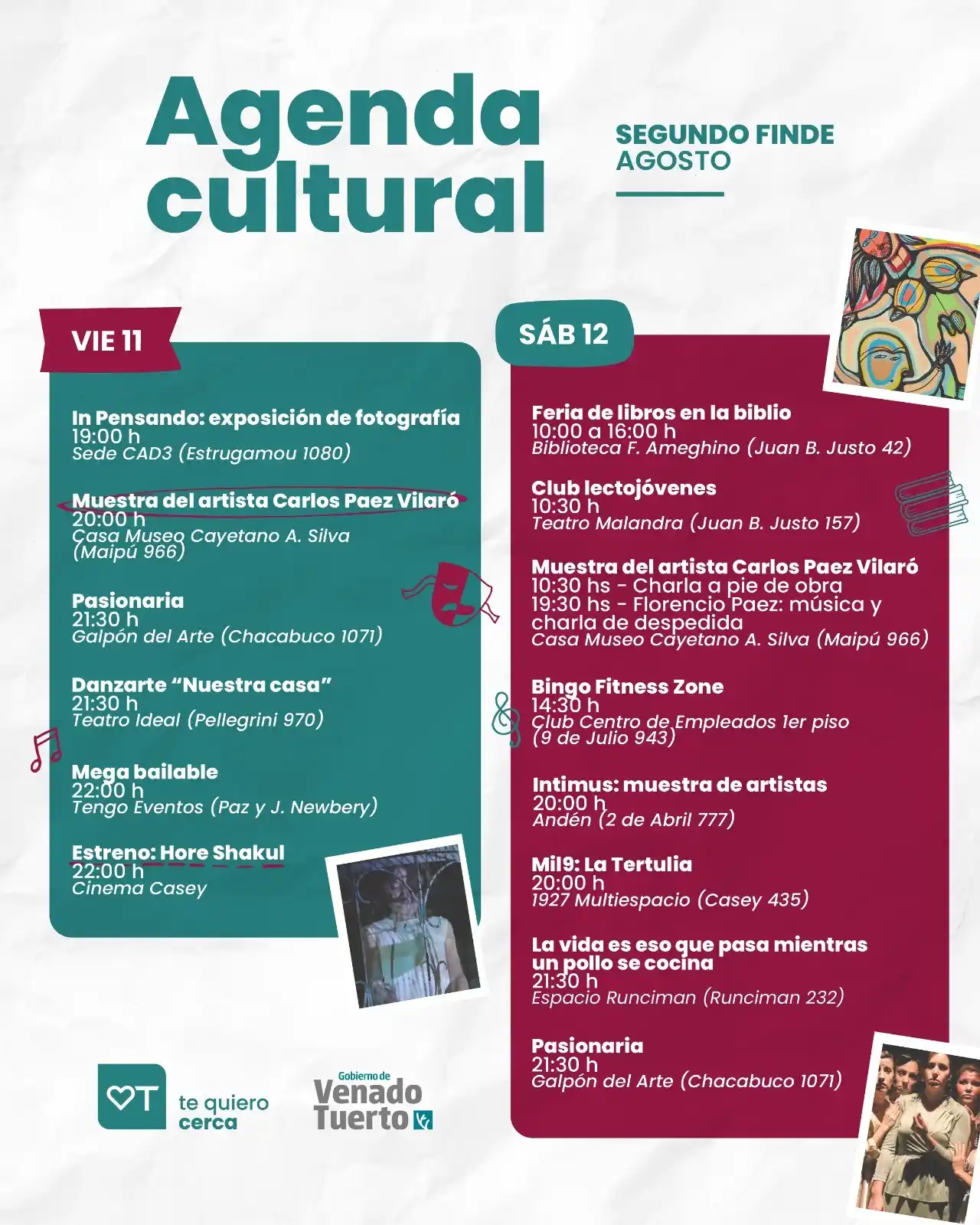 Agenda cultural 11 agosto 2023