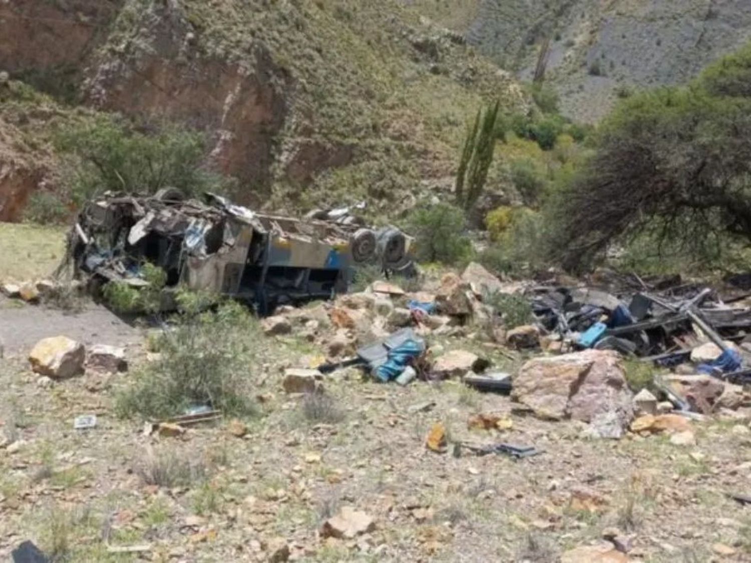 Un autobús cayó a un barranco en Potosí.