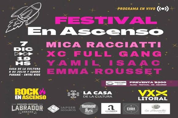 El Festival Rock En Ascenso  se llevará adelante en la  capital entrerriana