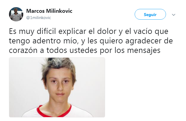 El mensaje de Milinkovic tras la muerte de su hijo: "Es muy difícil explicar el dolor que tengo"