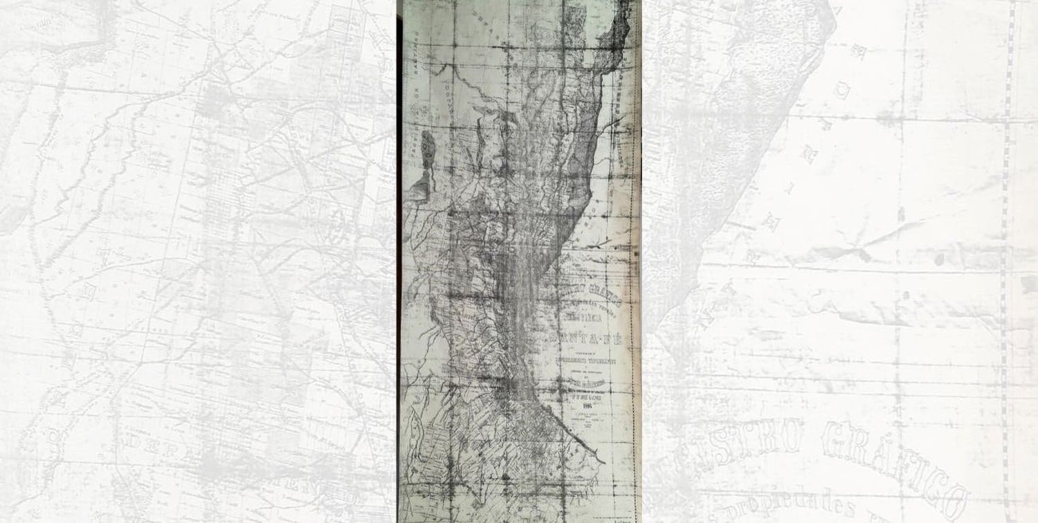 Registro Gráfico de las Propiedades de la Provincia de Santa Fe, año 1886. Escala en metros: 1:400.000. Elaborado por el Departamento Topográfico y publicado con autorización del gobierno provincial bajo la administración del gobernador José Gálvez. Archivo General de la Provincia